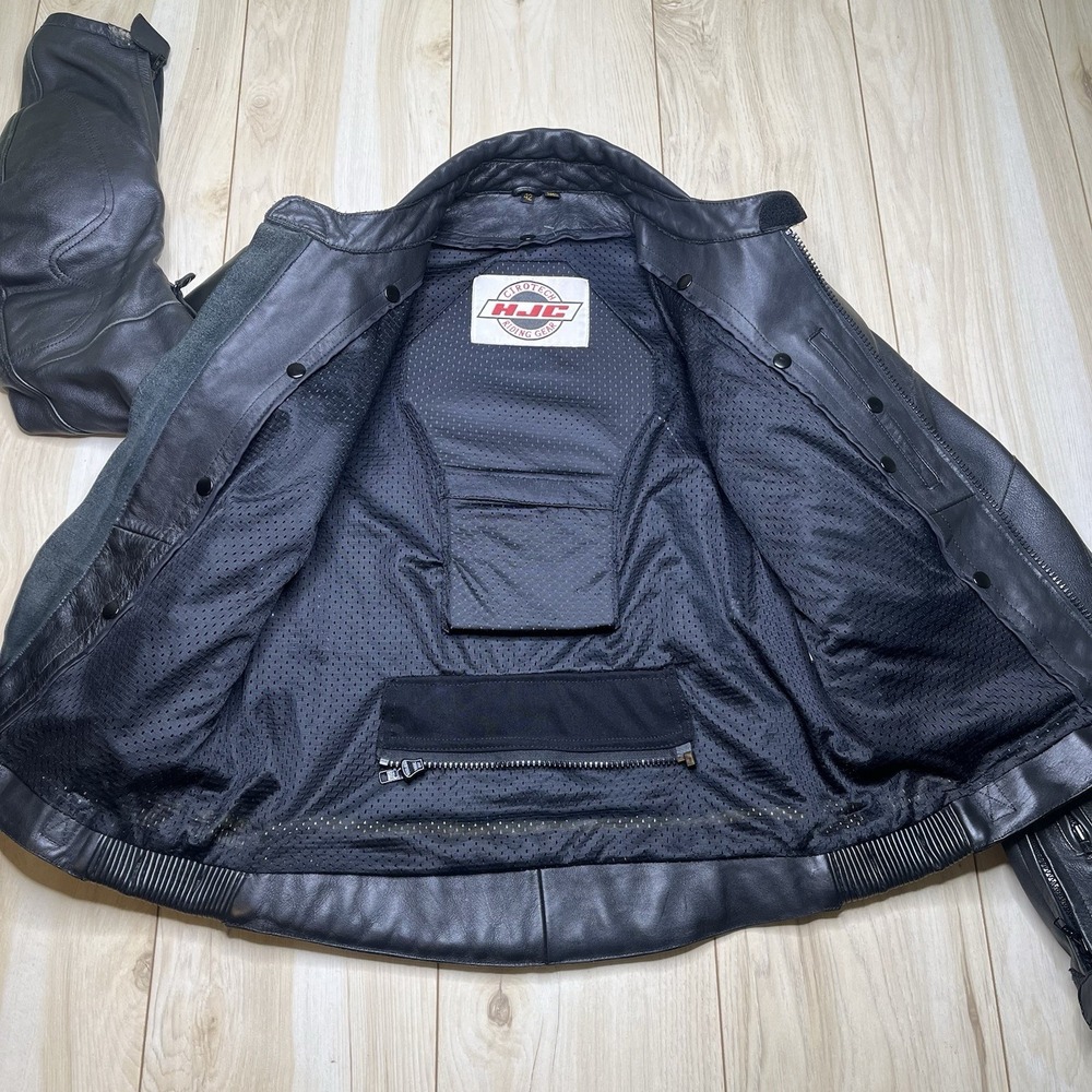 HJC leather Motor Cycle Jacket Cirotech Riding Gear Scotchlite 3M Size 42 - Picture 9 of 16